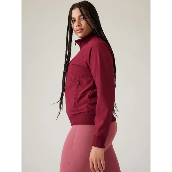 Athleta Brooklyn Bomber Jacket I. Maroon Size Medium - Picture 7 of 8